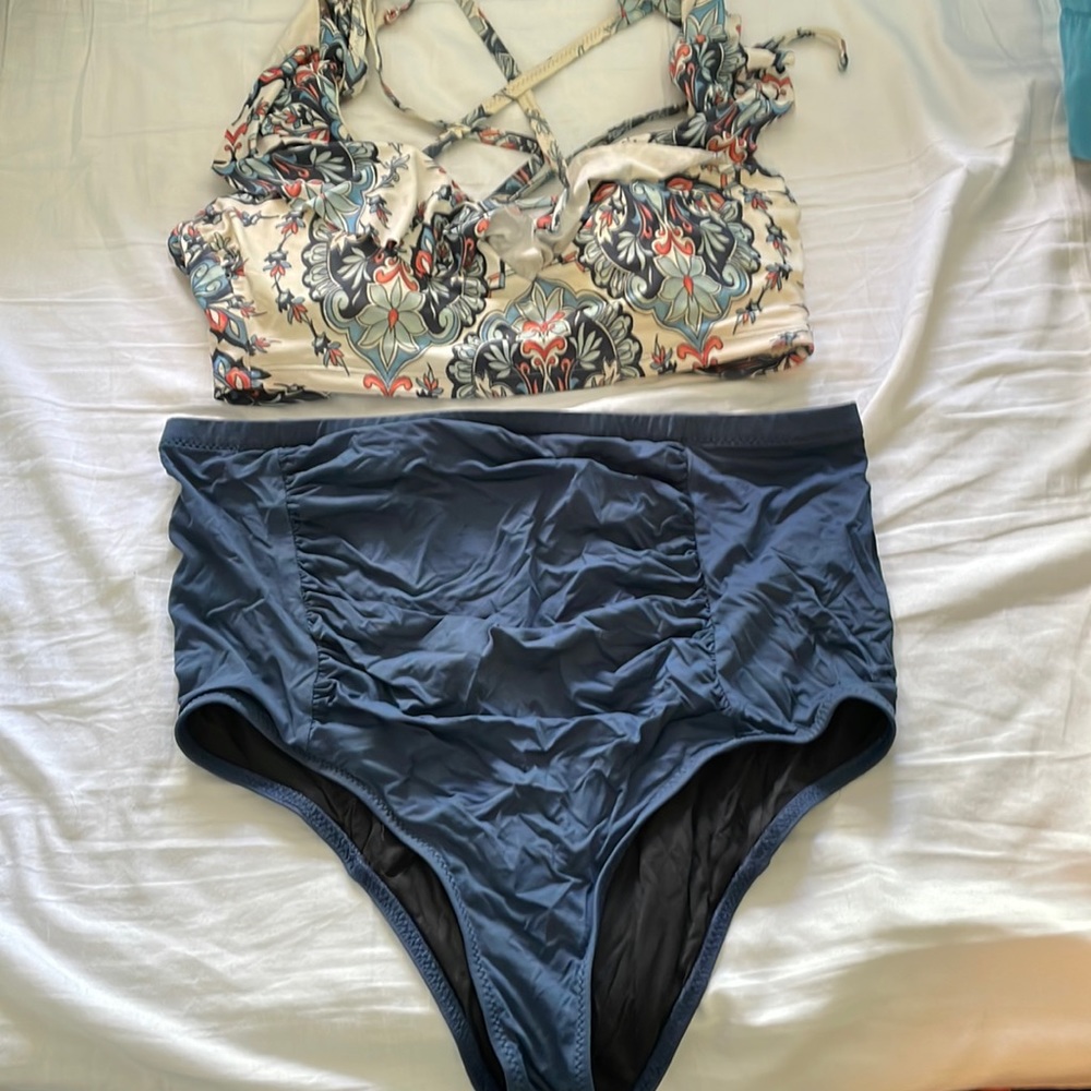 Becca bikini with high waisted bottoms. Size 14-16